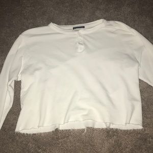 BRANDY MELVILLE All White Cropped Relaxed Tee
